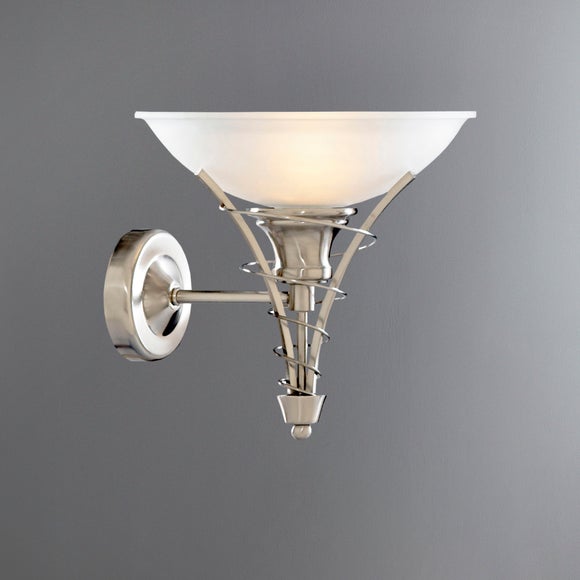 Linea Twist Satin Silver Wall Light Dunelm